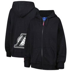 Los Angeles Lakers Terez Women's Oversized Allover Gemstone Full-Zip Hoodie Black