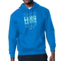 Detroit Lions Starter Four Team Name Logo Pullover Hoodie Blue