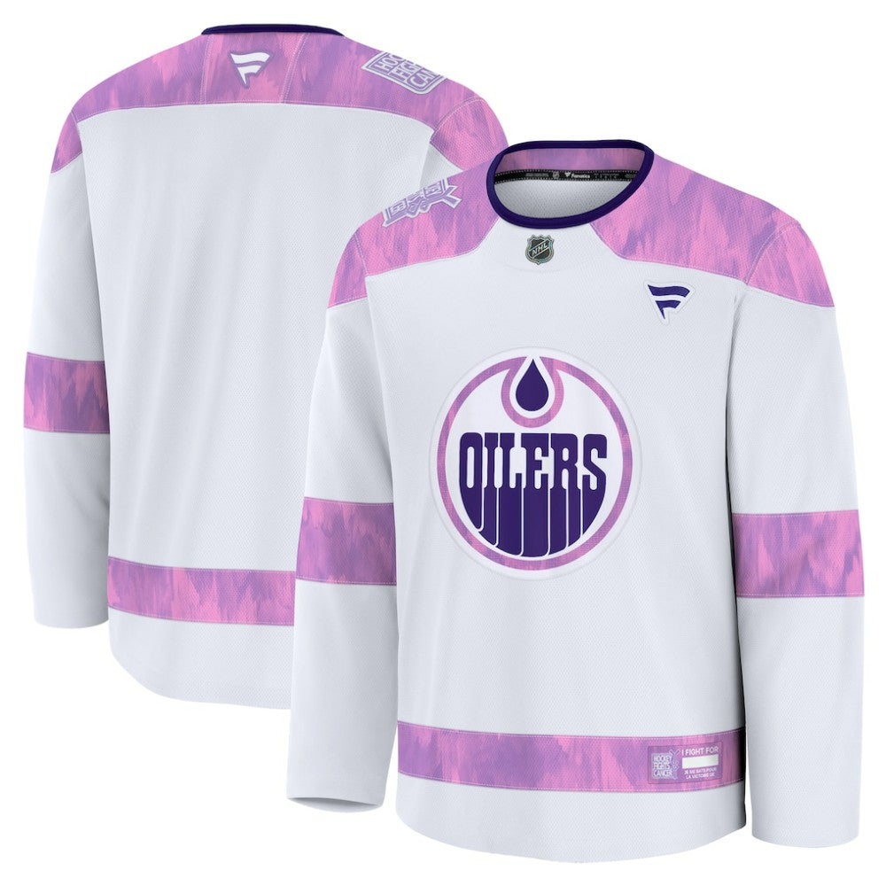 NHL Edmonton Oilers Fanatics 2024 Hockey Fights Cancer Practice Jersey - White