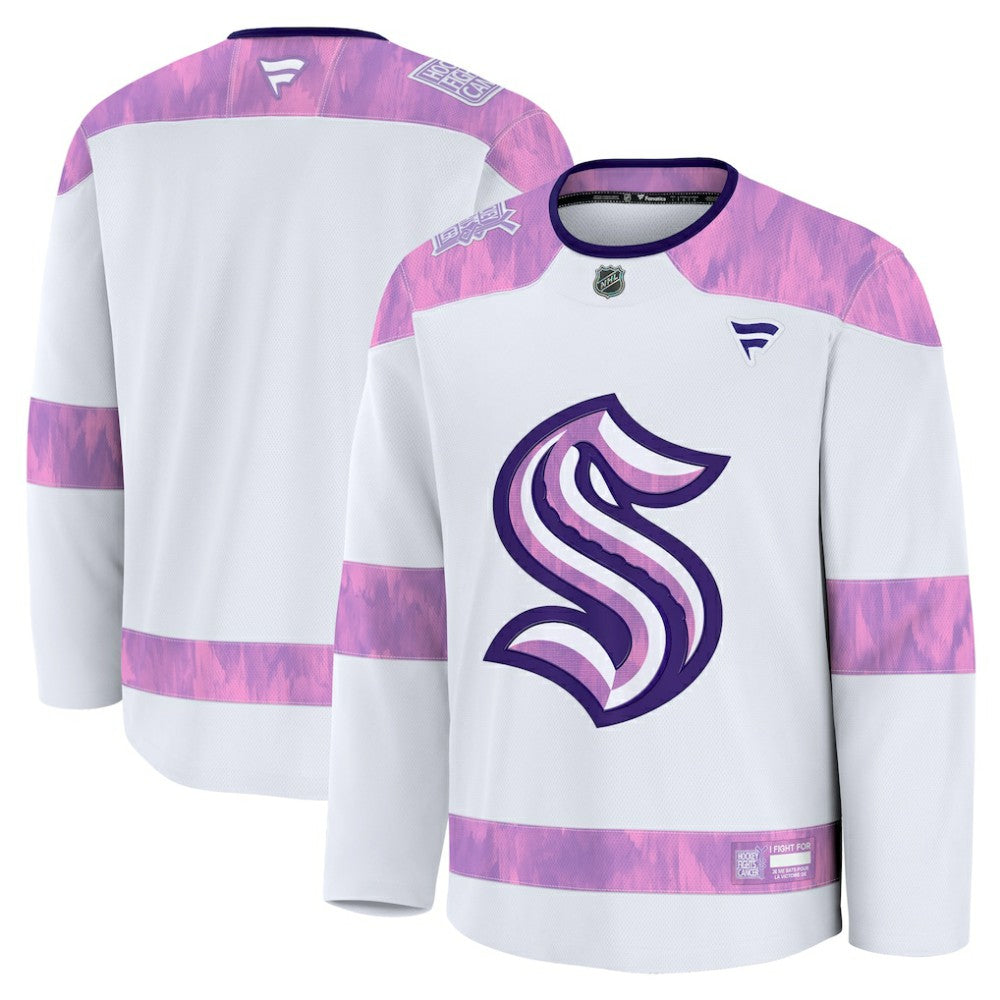 NHL Seattle Kraken Fanatics 2024 Hockey Fights Cancer Practice Jersey - White