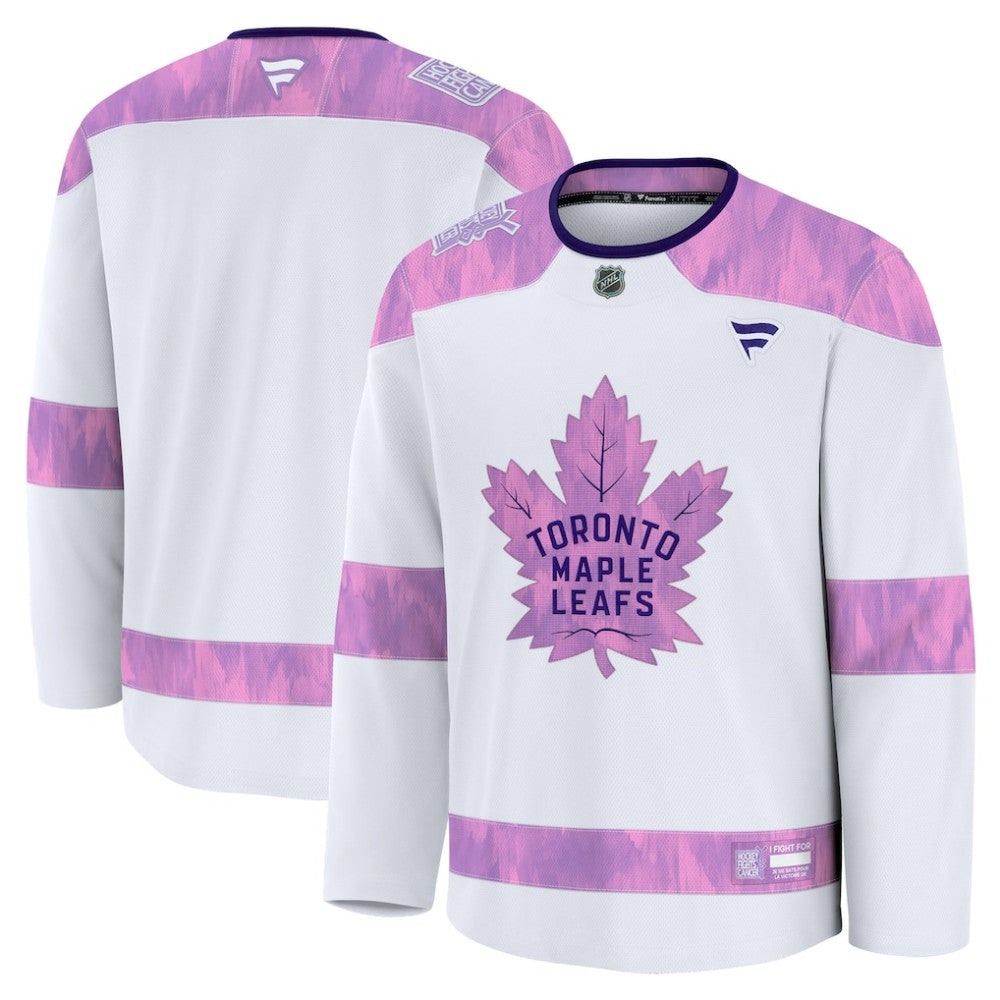 NHL Toronto Maple Leafs Fanatics 2024 Hockey Fights Cancer Practice Jersey - White