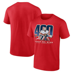 NHL Sergei Bobrovsky Florida Panthers 400 Career Wins T-Shirt - Red
