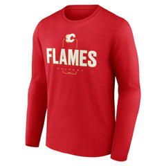 NHL,Custom Calgary Flames Personalized Name & Number Midfielder Long Sleeve T-Shirt - Red