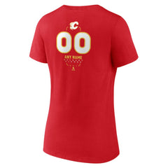 NHL,Custom Calgary Flames Women's Personalized Name & Number Midfielder V-Neck T-Shirt - Red