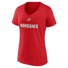 NHL,Custom Carolina Hurricanes Women's Personalized Name & Number Midfielder V-Neck T-Shirt - Red
