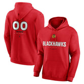 NHL,Custom Chicago Blackhawks Personalized Name & Number Midfielder Pullover Hoodie - Red