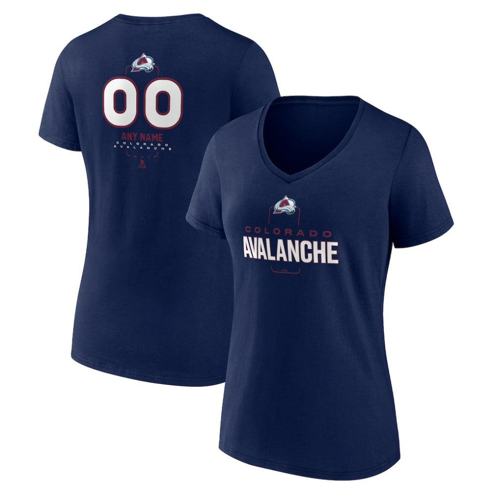 NHL,Custom Colorado Avalanche Women's Personalized Name & Number Midfielder V-Neck T-Shirt - Navy
