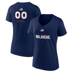 NHL,Custom Colorado Avalanche Women's Personalized Name & Number Midfielder V-Neck T-Shirt - Navy