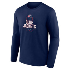 NHL,Custom Columbus Blue Jackets Personalized Name & Number Midfielder Long Sleeve T-Shirt - Navy