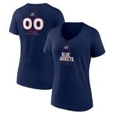 NHL,Custom Columbus Blue Jackets Women's Personalized Name & Number Midfielder V-Neck T-Shirt - Navy