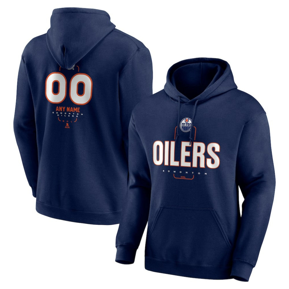 NHL,Custom Edmonton Oilers Personalized Name & Number Midfielder Pullover Hoodie - Navy