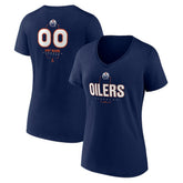 NHL,Custom Edmonton Oilers Women's Personalized Name & Number Midfielder V-Neck T-Shirt - Navy