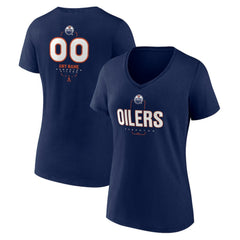 NHL,Custom Edmonton Oilers Women's Personalized Name & Number Midfielder V-Neck T-Shirt - Navy