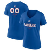 NHL,Custom New York Rangers Women's Personalized Name & Number Midfielder V-Neck T-Shirt - Blue