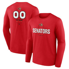 NHL,Custom Ottawa Senators Personalized Name & Number Midfielder Long Sleeve T-Shirt - Red