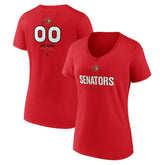 NHL,Custom Ottawa Senators Women's Personalized Name & Number Midfielder V-Neck T-Shirt - Red