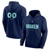 NHL,Custom Seattle Kraken Personalized Name & Number Midfielder Pullover Hoodie - Deep Sea Blue