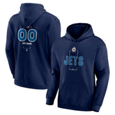 NHL,Custom Winnipeg Jets Personalized Name & Number Midfielder Pullover Hoodie - Navy