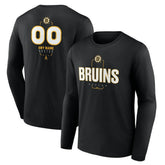 NHL,Custom Boston Bruins Personalized Name & Number Midfielder Long Sleeve T-Shirt - Black