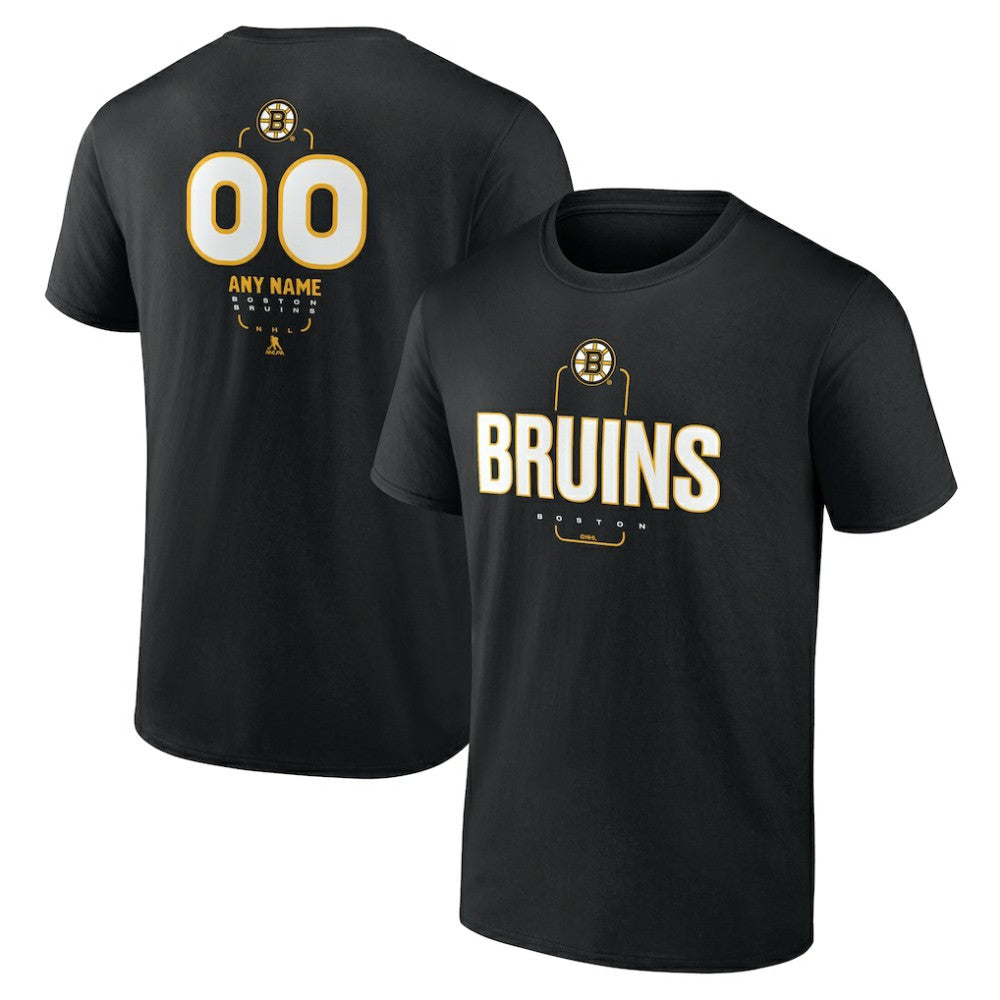 NHL,Custom Boston Bruins Personalized Name & Number Midfielder T-Shirt - Black