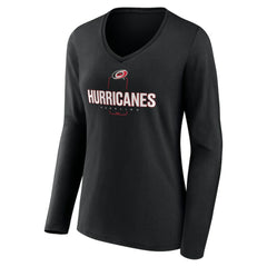 NHL,Custom Carolina Hurricanes Women's Personalized Name & Number Midfielder Long Sleeve V-Neck T-Shirt - Black
