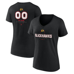 NHL,Custom Chicago Blackhawks Women's Personalized Name & Number Midfielder V-Neck T-Shirt - Black