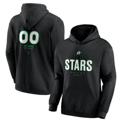 NHL,Custom Dallas Stars Personalized Name & Number Midfielder Pullover Hoodie - Black
