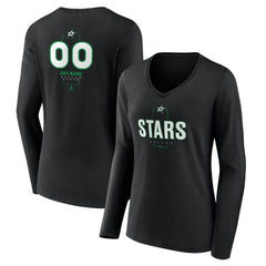 NHL,Custom Dallas Stars Women's Personalized Name & Number Midfielder Long Sleeve V-Neck T-Shirt - Black
