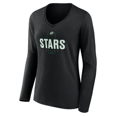 NHL,Custom Dallas Stars Women's Personalized Name & Number Midfielder Long Sleeve V-Neck T-Shirt - Black