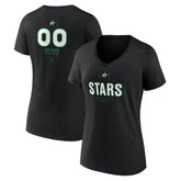 NHL,Custom Dallas Stars Women's Personalized Name & Number Midfielder V-Neck T-Shirt - Black