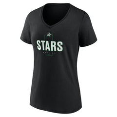 NHL,Custom Dallas Stars Women's Personalized Name & Number Midfielder V-Neck T-Shirt - Black