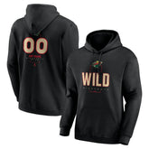 NHL,Custom Minnesota Wild Personalized Name & Number Midfielder Pullover Hoodie - Black