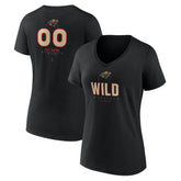 NHL,Custom Minnesota Wild Women's Personalized Name & Number Midfielder V-Neck T-Shirt - Black