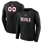 NHL,Custom New Jersey Devils Personalized Name & Number Midfielder Long Sleeve T-Shirt - Black