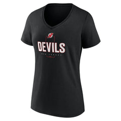 NHL,Custom New Jersey Devils Women's Personalized Name & Number Midfielder V-Neck T-Shirt - Black