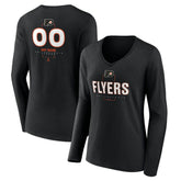 NHL,Custom Philadelphia Flyers Women's Personalized Name & Number Midfielder Long Sleeve V-Neck T-Shirt - Black