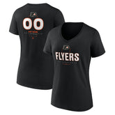NHL,Custom Philadelphia Flyers Women's Personalized Name & Number Midfielder V-Neck T-Shirt - Black
