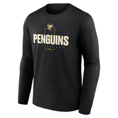 NHL,Custom Pittsburgh Penguins Personalized Name & Number Midfielder Long Sleeve T-Shirt - Black