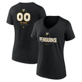 NHL,Custom Pittsburgh Penguins Women's Personalized Name & Number Midfielder V-Neck T-Shirt - Black