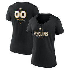 NHL,Custom Pittsburgh Penguins Women's Personalized Name & Number Midfielder V-Neck T-Shirt - Black