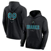 NHL,Custom San Jose Sharks Personalized Name & Number Midfielder Pullover Hoodie - Black
