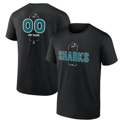 NHL,Custom San Jose Sharks Personalized Name & Number Midfielder T-Shirt - Black