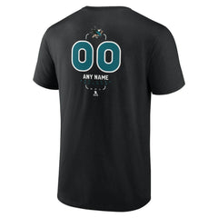 NHL,Custom San Jose Sharks Personalized Name & Number Midfielder T-Shirt - Black