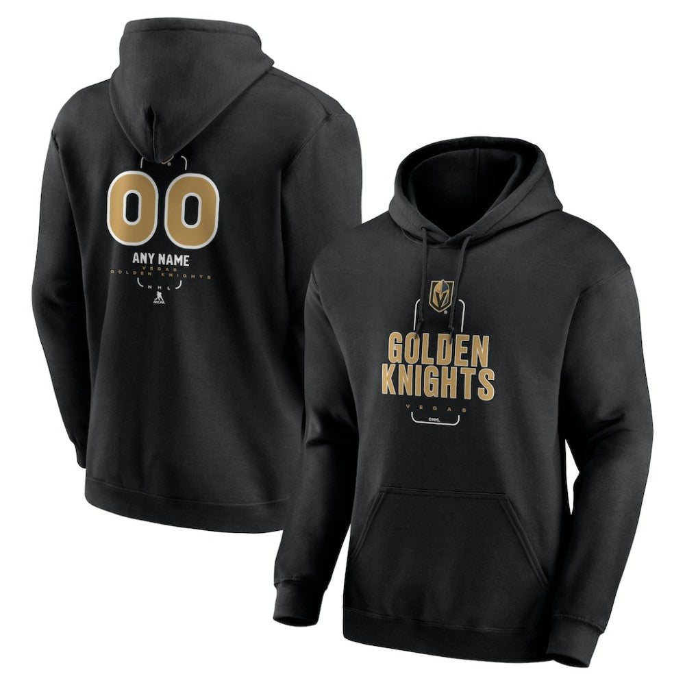 NHL,Custom Vegas Golden Knights Personalized Name & Number Midfielder Pullover Hoodie - Black