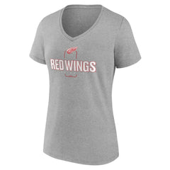 NHL,Custom Detroit Red Wings Women's Personalized Name & Number Midfielder V-Neck T-Shirt - Gray