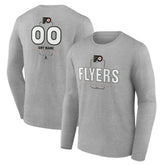 NHL,Custom Philadelphia Flyers Personalized Name & Number Midfielder Long Sleeve T-Shirt - Gray