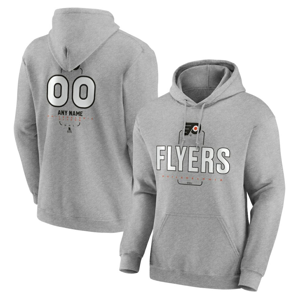 NHL,Custom Philadelphia Flyers Personalized Name & Number Midfielder Pullover Hoodie - Gray