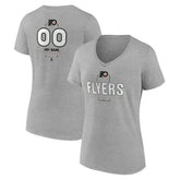 NHL,Custom Philadelphia Flyers Women's Personalized Name & Number Midfielder V-Neck T-Shirt - Gray