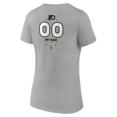 NHL,Custom Philadelphia Flyers Women's Personalized Name & Number Midfielder V-Neck T-Shirt - Gray