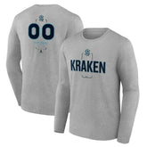 NHL,Custom Seattle Kraken Personalized Name & Number Midfielder Long Sleeve T-Shirt - Gray